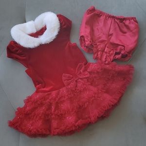 6M Velvet & Fur Holiday Dress w/ Matching Bloomers